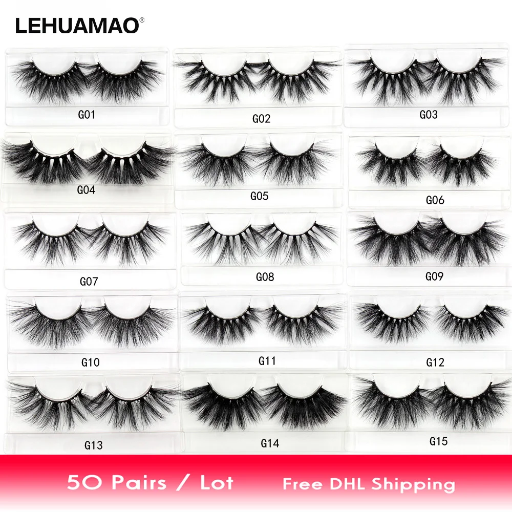 LEHUAMAO 50 пар/лот 25 мм 5D норковые ресницы пушистые натуральные длинные