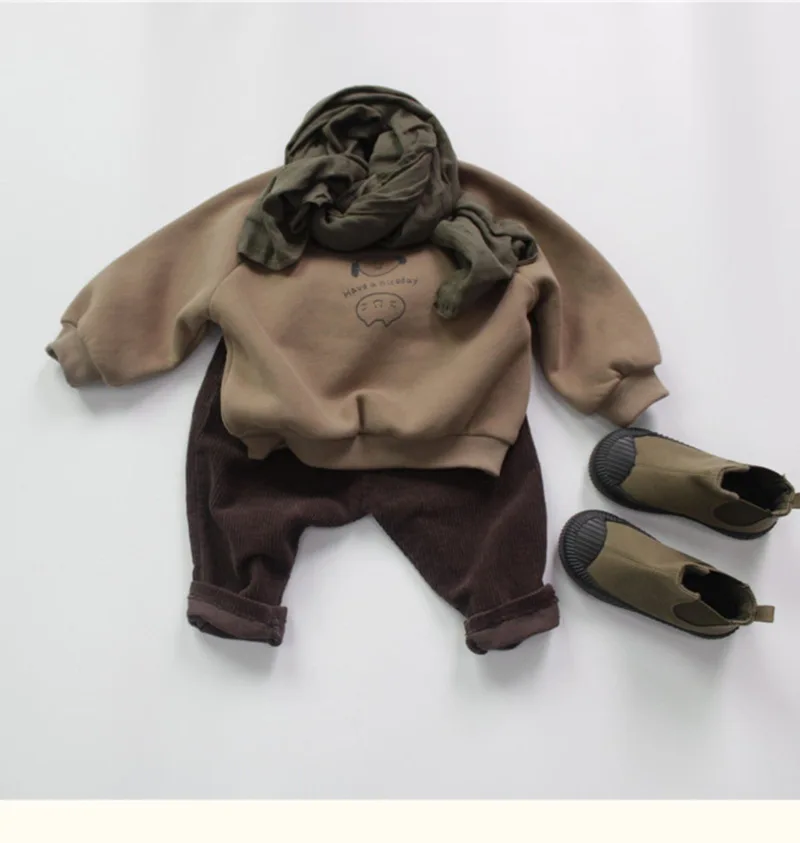 

Autumn Winter Baby Fleece Warm Sweatshirts Cartoon Printed Half High Collar Toddlers Kids Boys And Girls Pullovers Hoodies Tops