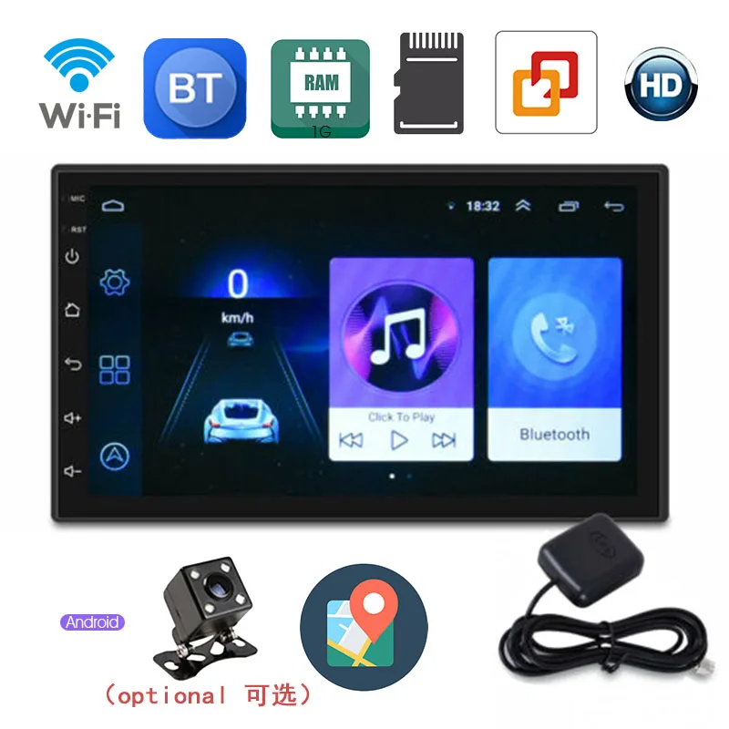 MP5-плеер 2DIN 7 дюймов для Carplay + Iphone Android GPS-навигация автомобильное радио