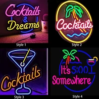 custom cocktail led neon shape light signs bar restaurant coffee shop led pub lights wall decoration signs
