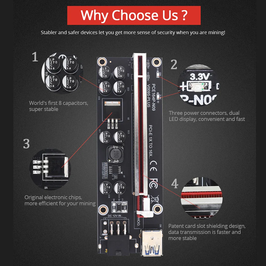10 шт. VER009S Plus PCI E PCIE Riser 009s 6in Express адаптер карта Molex USB 3 0 кабель 1X 16X удлинитель|Кабели