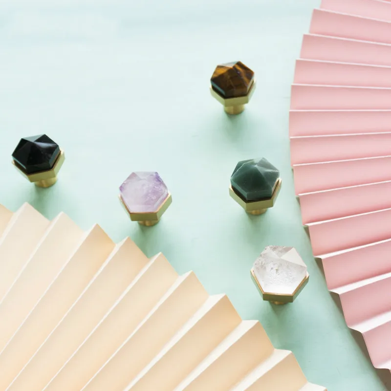 

Crystal + brass Furniture Handles Nordic Wardrobe Dresser Knobs Cupboard Cabinet Drawer Round Colorful Pulls Green knob