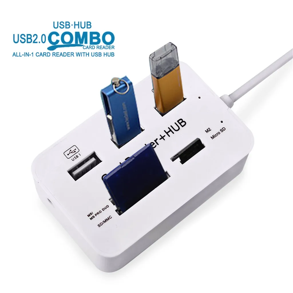 VOBERRY высокоскоростной usb хаб 480 Мбит/с концентратор USB 2 0 3 порта с кардридером мини