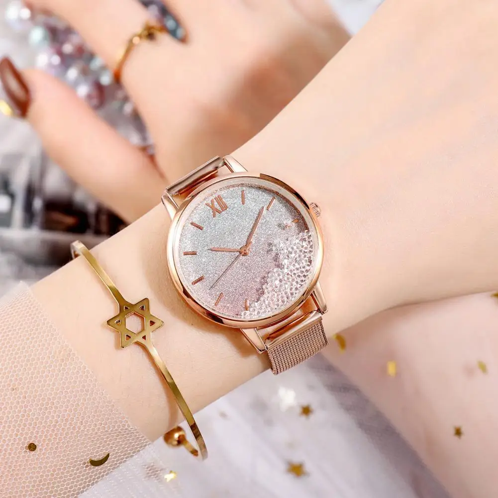 

Women's Watches Bracelet Simple Watch Round Dial Quicksand Ball Bearing Quartz Wristwatch Gift Female Luxury Wrist Watch Jewelry