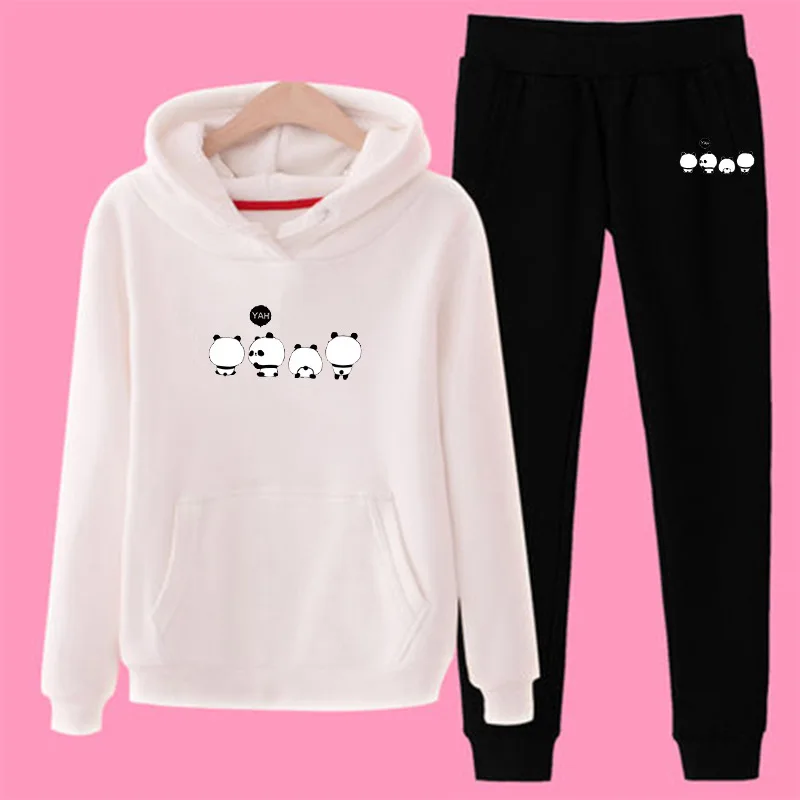 Комплект из 2 предметов, женская одежда, Chandal Mujer 2 Piezas, для бега, Femme, мультяшный принт, толстовка, штаны, спортивные костюмы, женский спортивный костюм - Цвет: Style 6 White