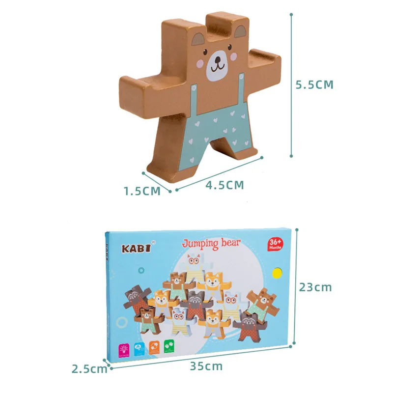 

Wooden Bear Balance Building Blocks DIY Stacking Assembly Toys Wooden Blocks Educational Toys For Children