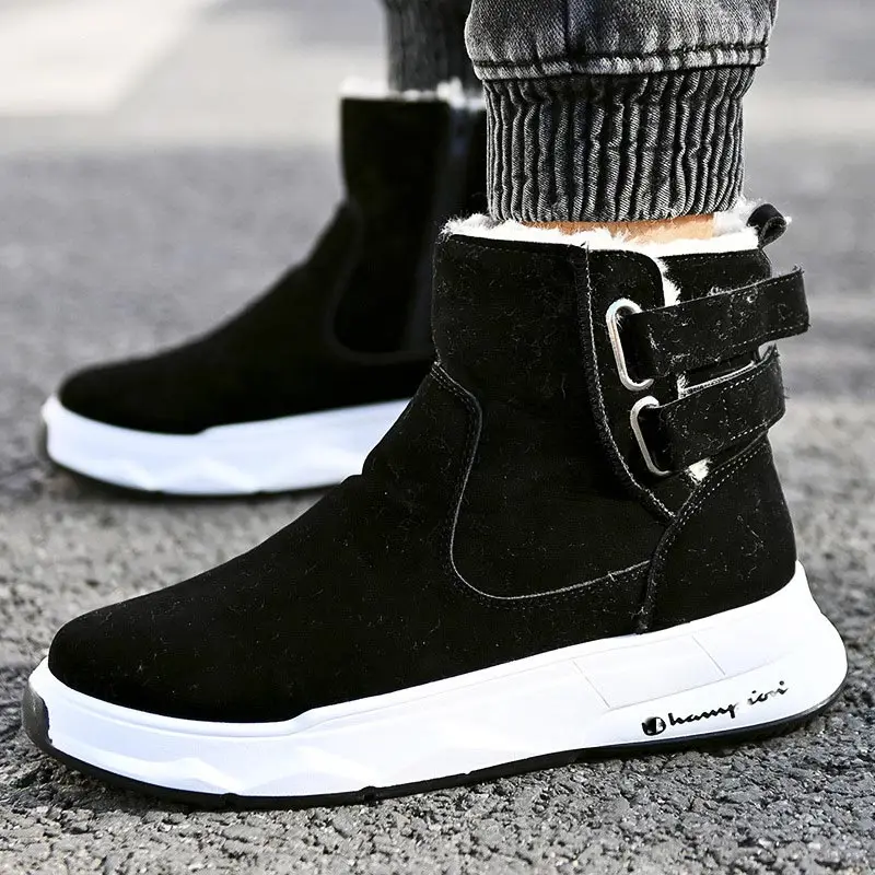 

High Top Warm Winter Sneakers Husband Sport Shoes Men Sports Shoes Man Running Shoes Black Fur Boots Booties Walking GMB-2590