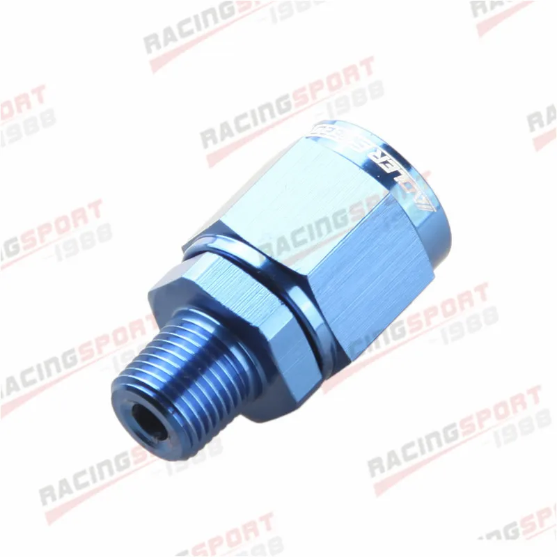 

6AN AN6 To 1/8" NPT Female Swivel To Male Straight Aluminum Adapter Fitting Blue/BLACK