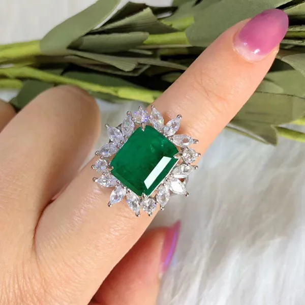 Дизайнерское модное 925 пробы Серебряное ювелирное изделие 3а вечерние кольца с кубическим цирконием