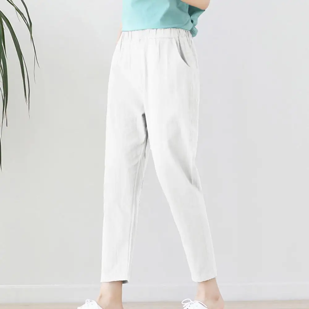 Женские брюки весна лето осень тянущаяся Талия Хлопковые Штаны для ног средних и