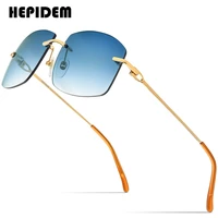 hepidem rimless sunglasses men 2022 new frameless oversize square luxury sun glasses for women with gradient nylon lens 50248