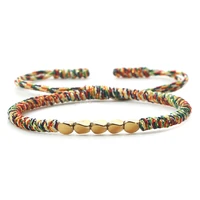 handmade tibetan buddhist copper beads bracelet charm knots buddha rope adjustable lucky braided thread bangles for women men