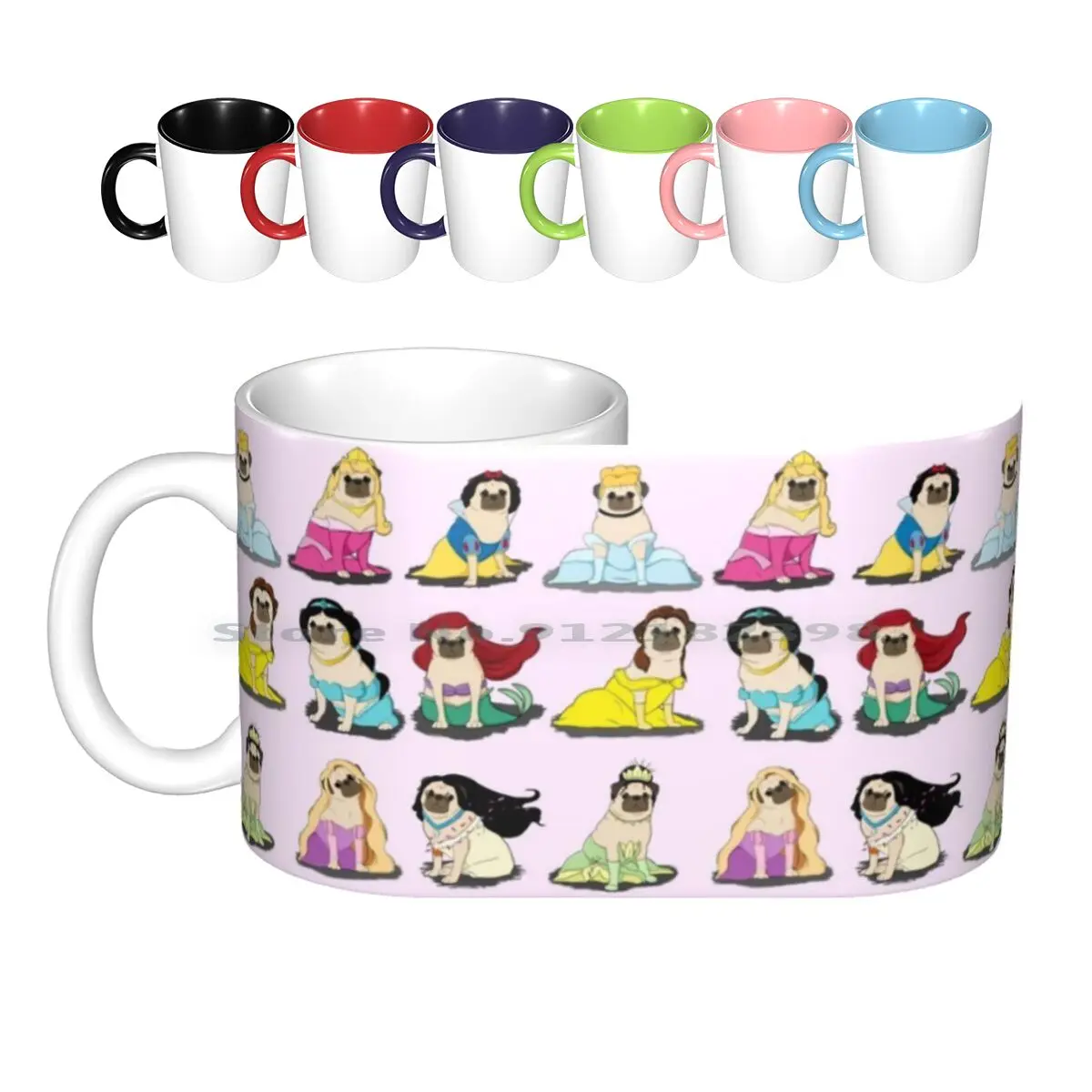 Pug Princesses Version 2 Ceramic Mugs Coffee Cups Milk Tea Mug Pug Dog Princess Pug Princess Pug Princesses Princesses Cute