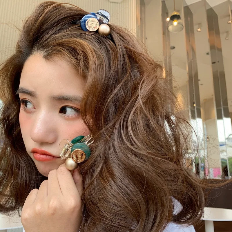 

Korean Sweet Mini Round Pearl Hairpins For Women Girls Hair Claw Barrettes Hair Crab Clips Styling Make UP Tool Hair Accessories