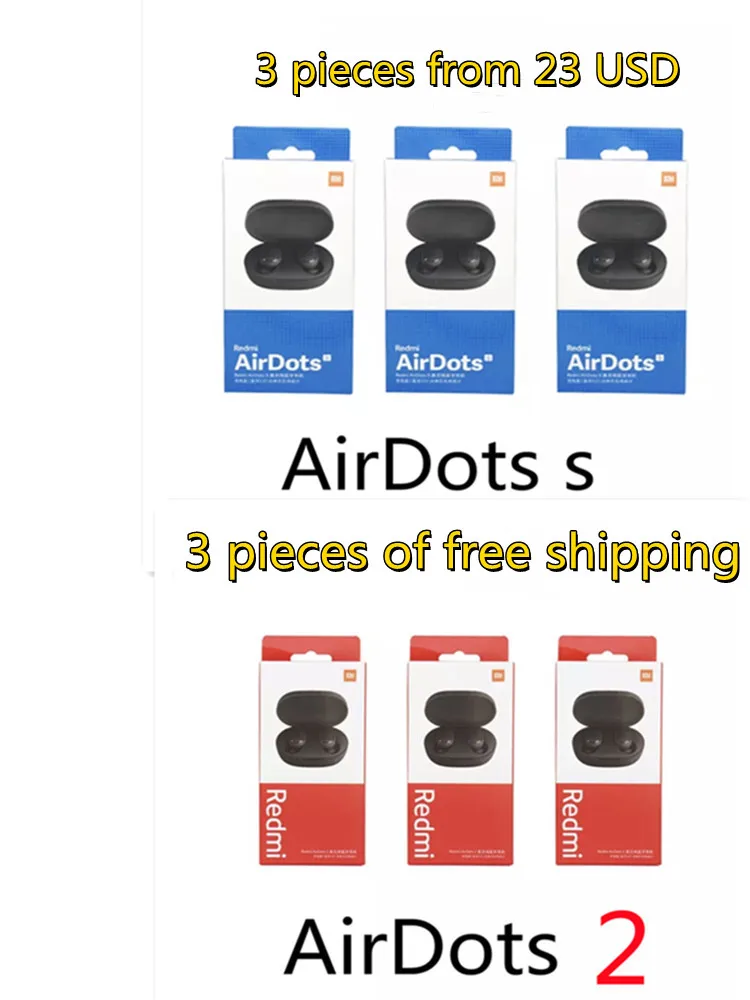 

3 шт./оптовая продажа/оригинальные Xiaomi Redmi AirDots 2 шумоподавление микрофон управление искусственным интеллектом Беспроводная гарнитура Bluetooth
