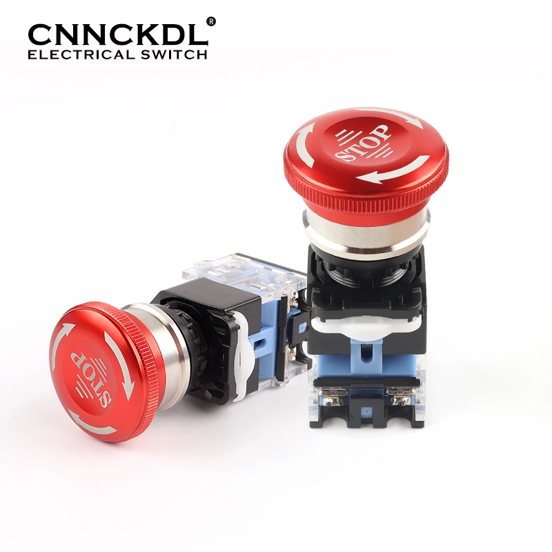 

22mm LA38 Waterproof Metal Stainless Steel Aluminum Plastic Mushroom Emergency Stop Button Switch 10A Self-Lock Knob Button