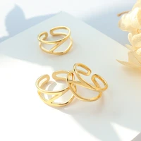 new waterproof stainless steel geometric ring for women metal pvd gold open ring joyer%c3%ada de acero inoxidable 2022