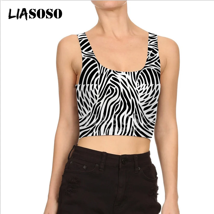 LIASOSO летний женский новый 3D принт Леопард рыбья чешуя змея жилет сексуальный