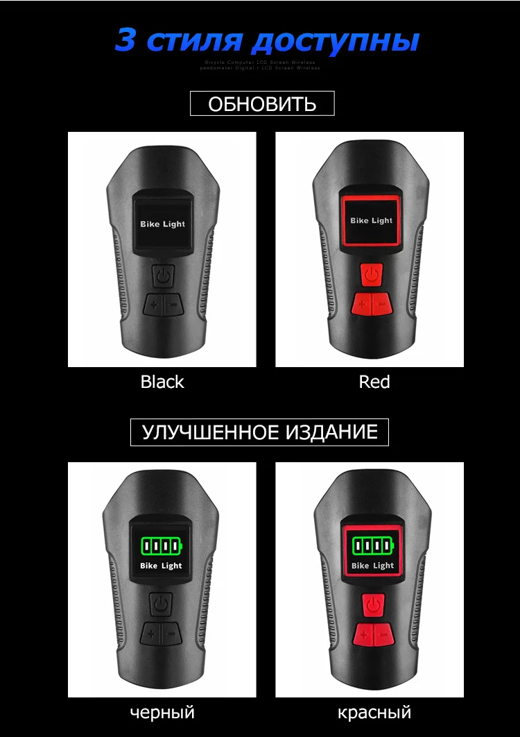 Водонепроницаемая велосипедная фара зарядка через usb велосипед передний свет фонарик руль управления для мотоциклов велосипедный фонарик для головы w/рог скорость метр ЖК дисплей экран
