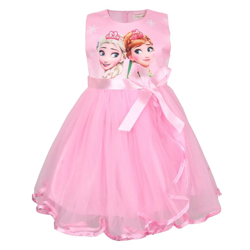 Платье для девочек летняя одежда маленьких платье принцессы Эльзы праздничный