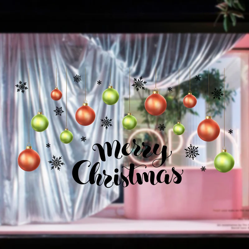 Счастливого Рождества цветные стеклянные шары снежинки счастливый новый год