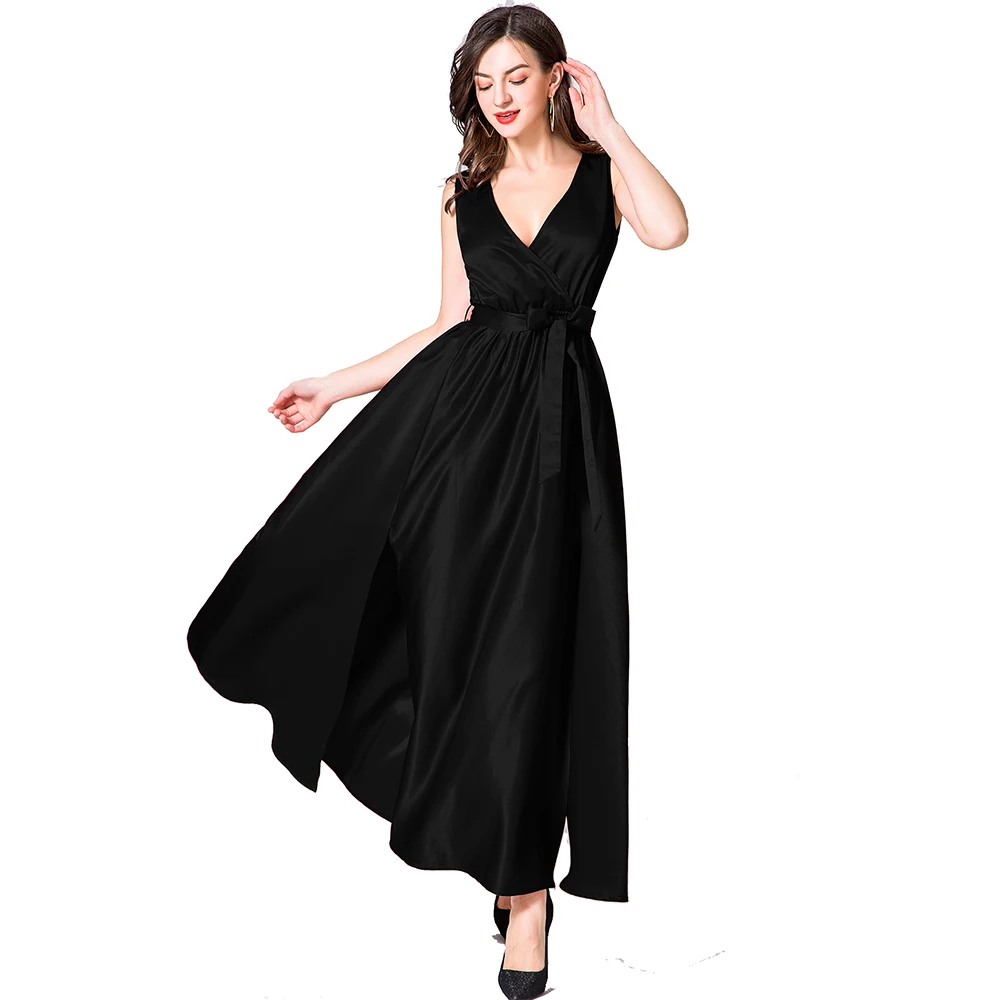 Женское платье с разрезом сбоку ZOGAA Красное Длинное однотонное без рукавов