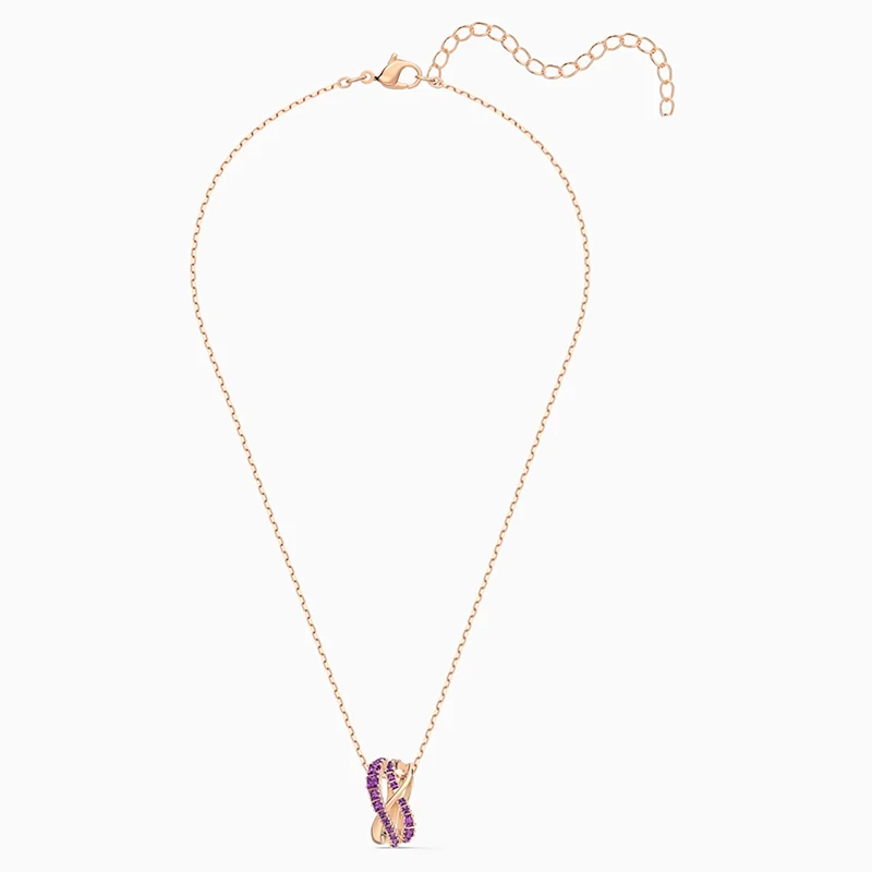 

2020 Fashion SWA New TWIST ROWS Pendant Necklace Rose Gold Purple Elegant Lines Intertwined with Women's Romance Jewelry Gifts