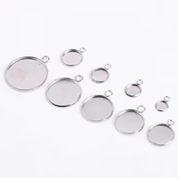 10 20 pcslot 6 25mm stainless steel cabochon setting accessories tray bezels blank pendant base for jewelry making findings