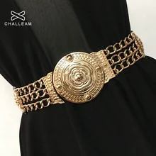 Женский цветочный золотой пояс, Модный Цветочный Эластичный металлический женский пояс для платья, женский пояс с золотой цепочкой 156