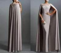 2019 vestido de madrinha long cape lace mother of the bride dresses formal party plus prom gown for weddings bride evening dress