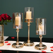 European Metal Candle Holder Simple Golden Wedding Decoration Bar Party Living Room Decoration Christmas Home Decoration