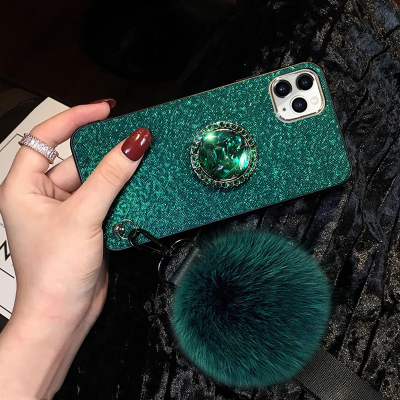 Блестящий чехол с шелковым узором для iPhone 12 Mini 11 Pro XS Max XR X 8 7 6S Plus SE 2020 чехлы кольцом