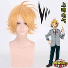 Парики из аниме Моя геройская Академия, короткие термостойкие синтетические косплей с золотистым и черным отбеливанием, с шапочкой и колпачком