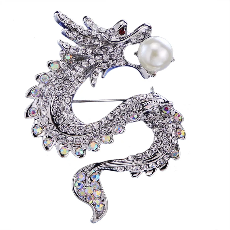 Высококачественная Новая модная британская брошь в форме дракона стразы жемчуг