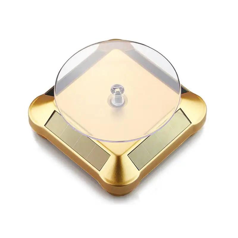 

Jewelry Showcase Shelf Rotating Solar Showcase Turntable Watch Jewelry Display Stand Display Case For Necklaces Bracelet Silver