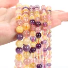 Гладкие натуральные бусины Super Seven Crystal Topazs, круглые бусины с отверстием для изготовления ювелирных изделий сделай сам, бусины для шармов, браслетов, ожерелий 6810 мм