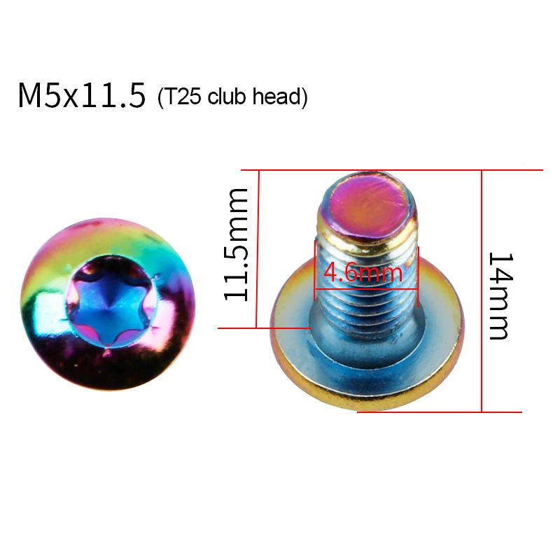 12 шт. цветные велосипедные дисковые тормозные винты Torx для ротора T25 m5x11 5 мм MTB