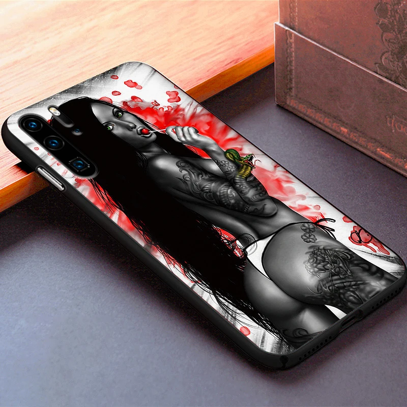 Fierce Татуировка Череп девушка для huawei Y6 Y7 2018 Y9 Prime 2019 Коврики 10 20 Pro Nova2 3 4 Lite Nova 2i 3i 5i