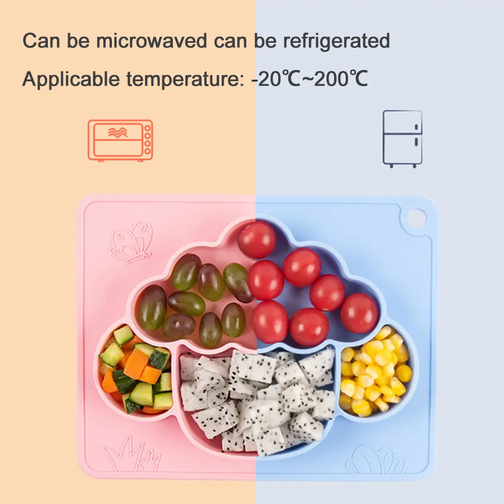 

Baby Silicone Dishes Meal Plate Integrated Design Creative Grid Feeding Bowl Children Cartoon Shape Tableware Kitchen Gadgets