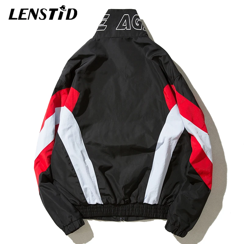 LENSTID 2019 Осень Хип Хоп мужские геометрические Лоскутные винтажные ветровки