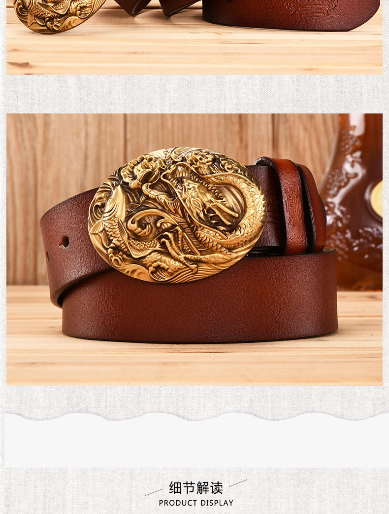 OGRM crafts, титановая сталь, дракон, рыба, пряжка, 316L сталь, Воловья кожа, кожаный ремень, дизайнерские ремни для мужчин, высокое качество
