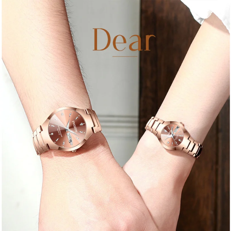 Couple Watches for Lovers Quartz Wristwatch Fashion Business Men's Watch for Women Watches Tungsten Steel Coffee Gold Pair Hour