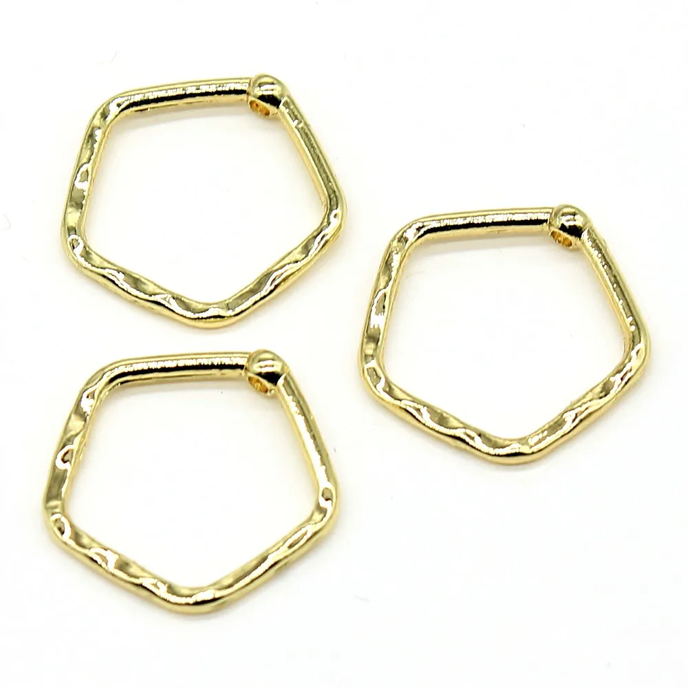 

Tristana 20pcs 18x18mm Charms Jewelry Findings DIY Accessories Pentagon Pendant High Quality KC Gold Color For Earring Making