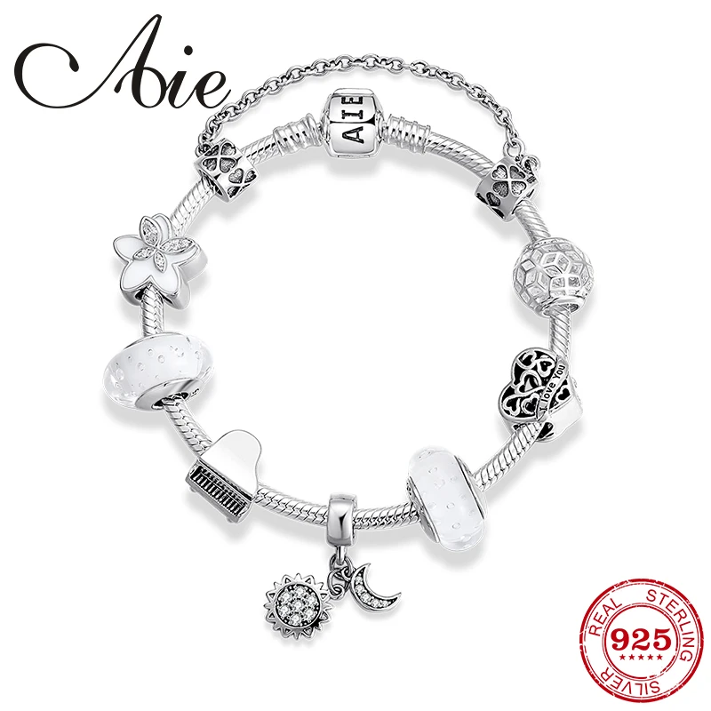 Романтическая серебряная цепочка из змеиной кожи 925 пробы с подвеской от Солнца и