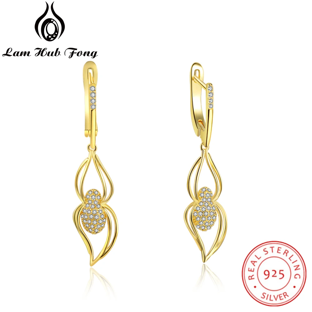 

925 Sterling Silver Twisted Tassel Drop Earrings Gold Color Dangle Earrings Fine Jewelry Wedding Gift for Women (Lam Hub Fong)