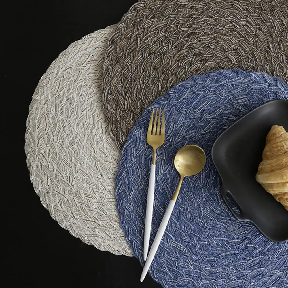 

Round Placemat For Dining Table Waterproof Insulation PVC Placemats For Kitchen Table Non-Slip Cup Mat Coaster Tableware Pads 10