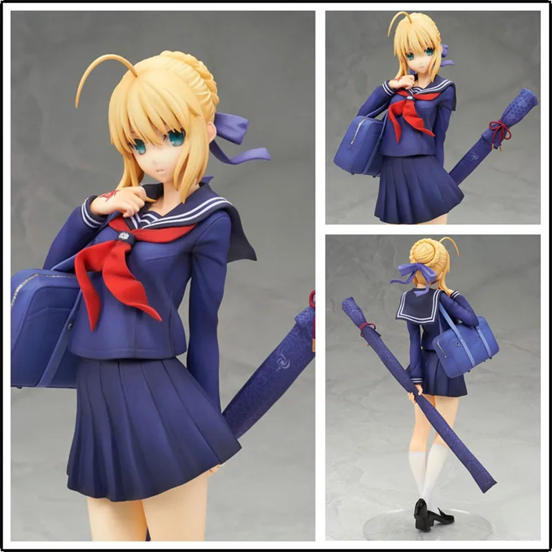 Альтер из новеллы Fate Stay Night Saber Master в школьной униформе ПВХ Фигурки Модель игрушки