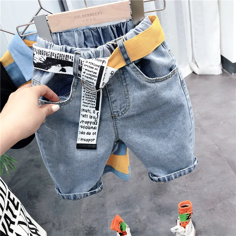 

Children's Denim Pants Baby Boys Jeans with Belt 2020 Spring New Baby Boys and Girls Solid Fashion Jeans Kids Casual Cowboy Pant