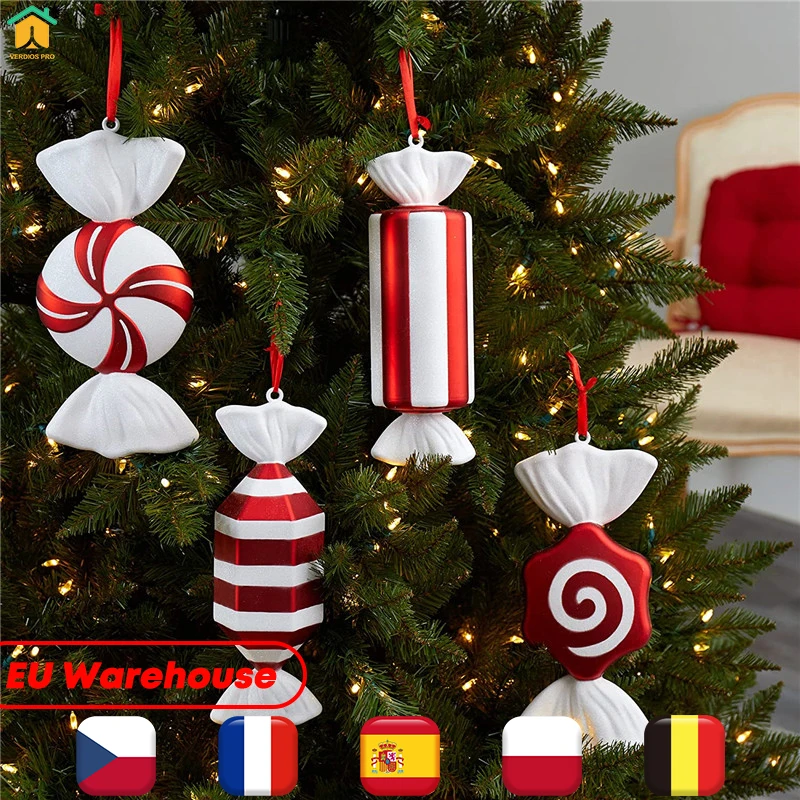 

32CM Large Candy Pendant Red White Xmas Tree Decorations Christmas Ornaments For Home Christmas Tree Ornament Party Decor New