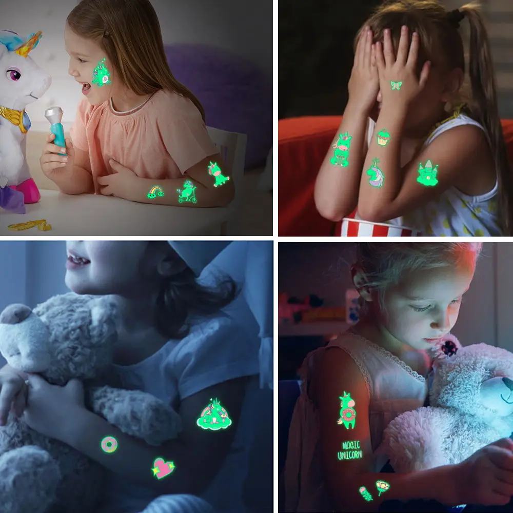 Luminous Children's Tattoo Stickers Waterproof, Flash Temporary False Tattoos  Fit Face, Arms, Legs, Ocean Stickers
